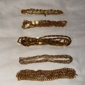 Set of 5 goldtone long necklaces
